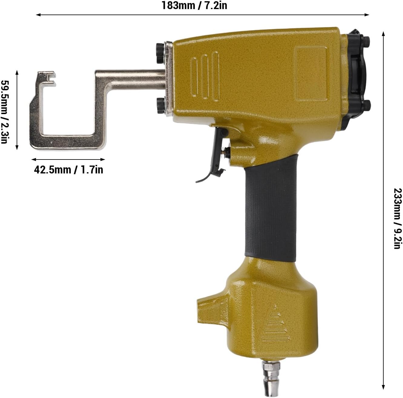 Keel Pliers, 360 Degree Rotating Head Pneumatic Riveting Clamp Tool with Alloy Steel Punch Pin for Ceiling Drywall, 1/4 Inch Air Inlet, Portable Handle