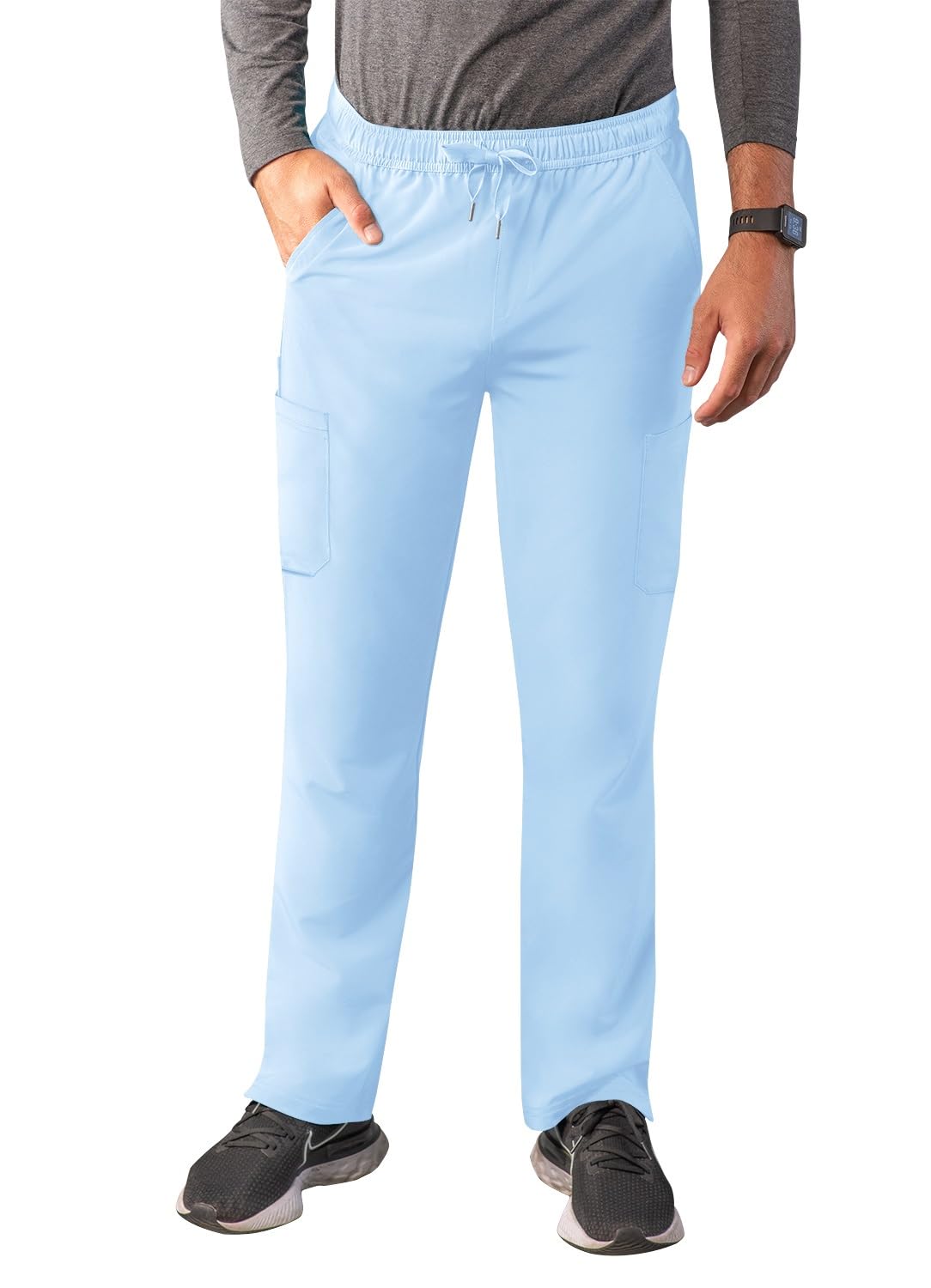 Adar Addition Scrubs for Men - Slim Leg Cargo Drawstring Scrub Pants - A6106 - Sky Blue - XL