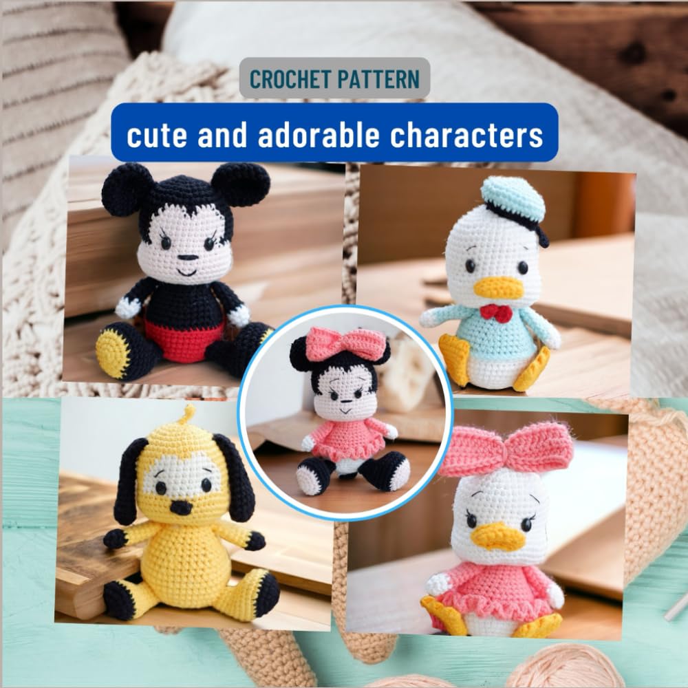 Cute and Adorable Characters Crochet Pattern: Creative Cartoon Design with Five Patterns, Amigurumi Crochet Activity Book for All Levels