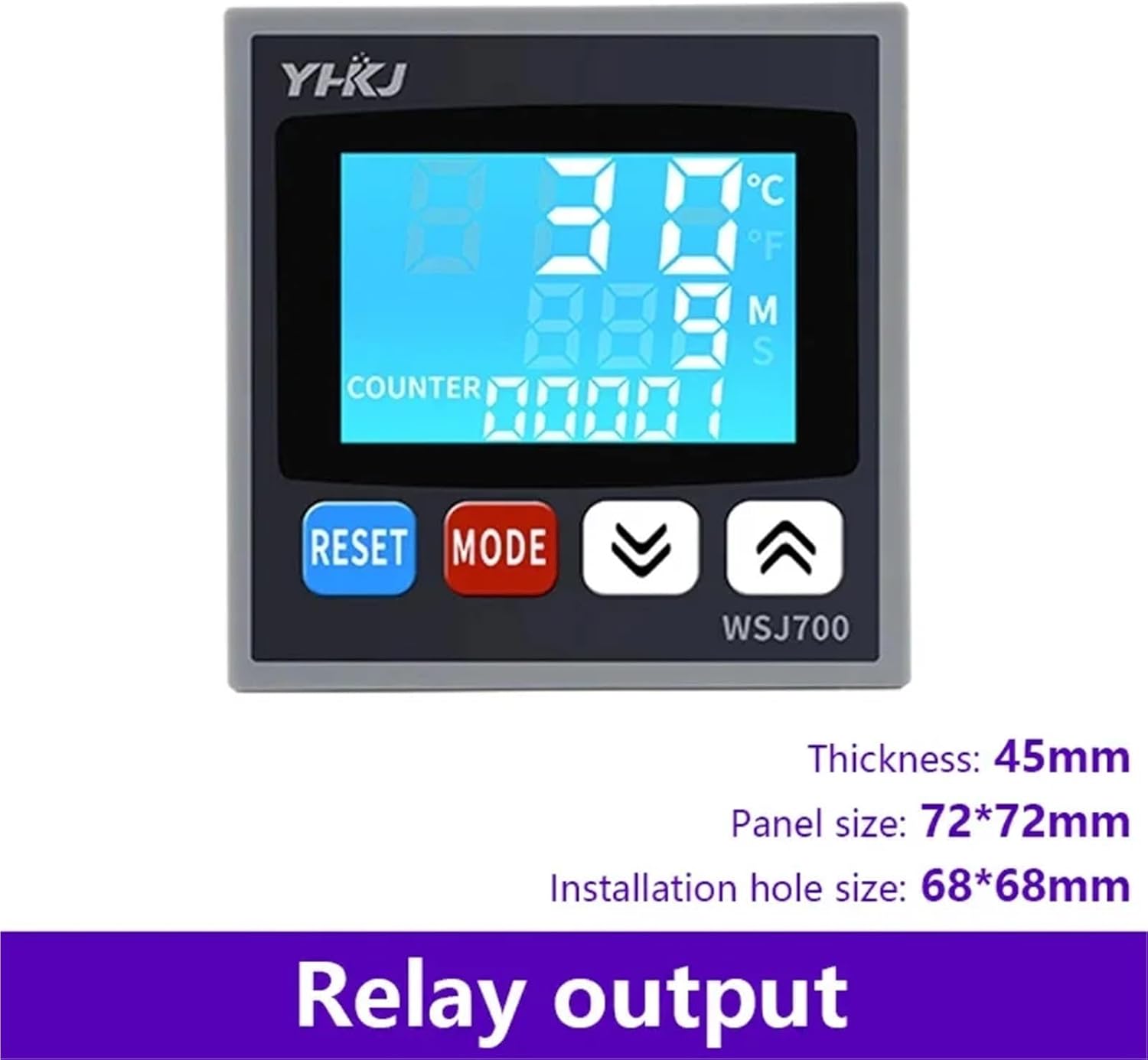 WSJ700 Timing Counting Temperature Control K Type 220VAC Intelligent Multifunctional Automation Thermostat Relay / SSR Output(Solid State Output)