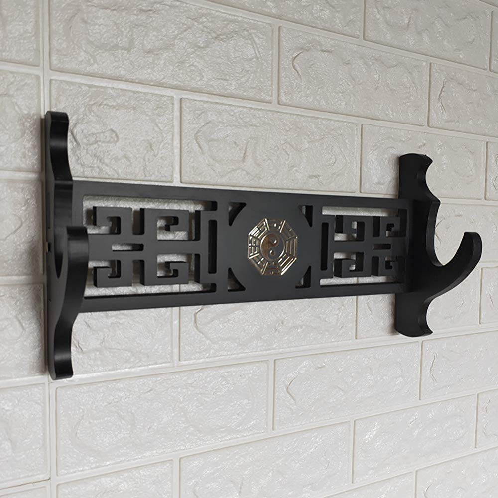 Support Mural Katana 2 Niveaux En Acrylique Noir – Porte-épée Pour Sabre Laser, Wakizashi, Tanto – Fixations Incluses, Design Moderne