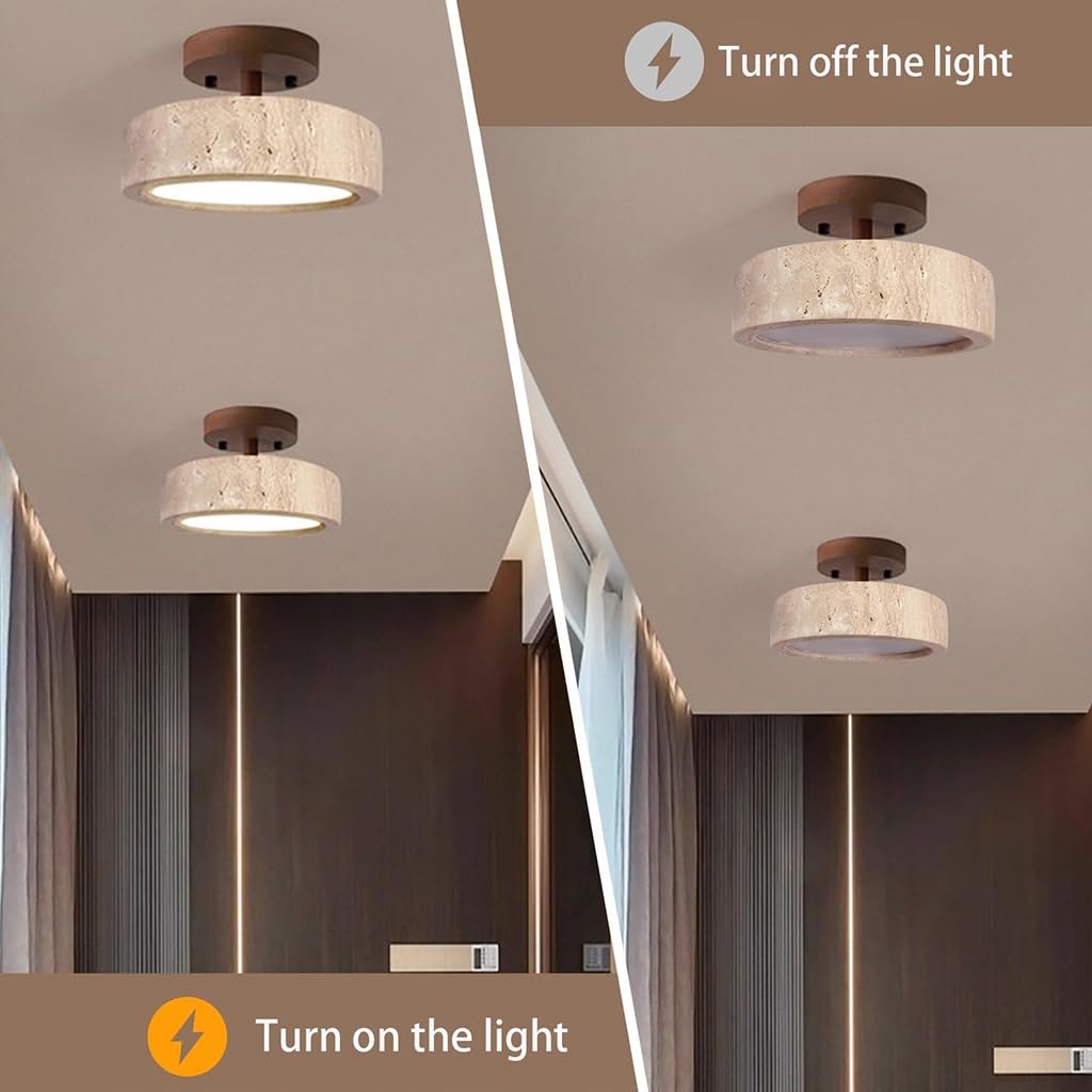 Deckenleuchte Wabi Sabi Stil Pendelleuchte Retro Esstisch Deckenlampe Natürliche Stein Deckenleuchten Bauernhaus Deckenleuchten Verwendet Für Küche, Wohnzimmer Flur Schlafzimmer(B)