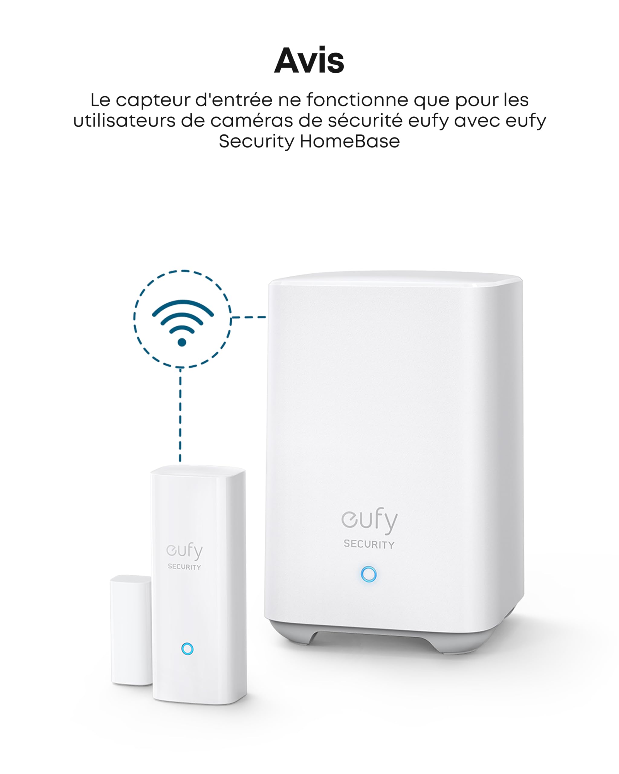 eufy Security, Capteur d'entrée eufy Security - Détecteur pour Portes et fenêtres avec Alarme, alertes sur Application Android/iOS, 2 Ans d'autonomie - Nécessite eufy HomeBase ou HomeBase E