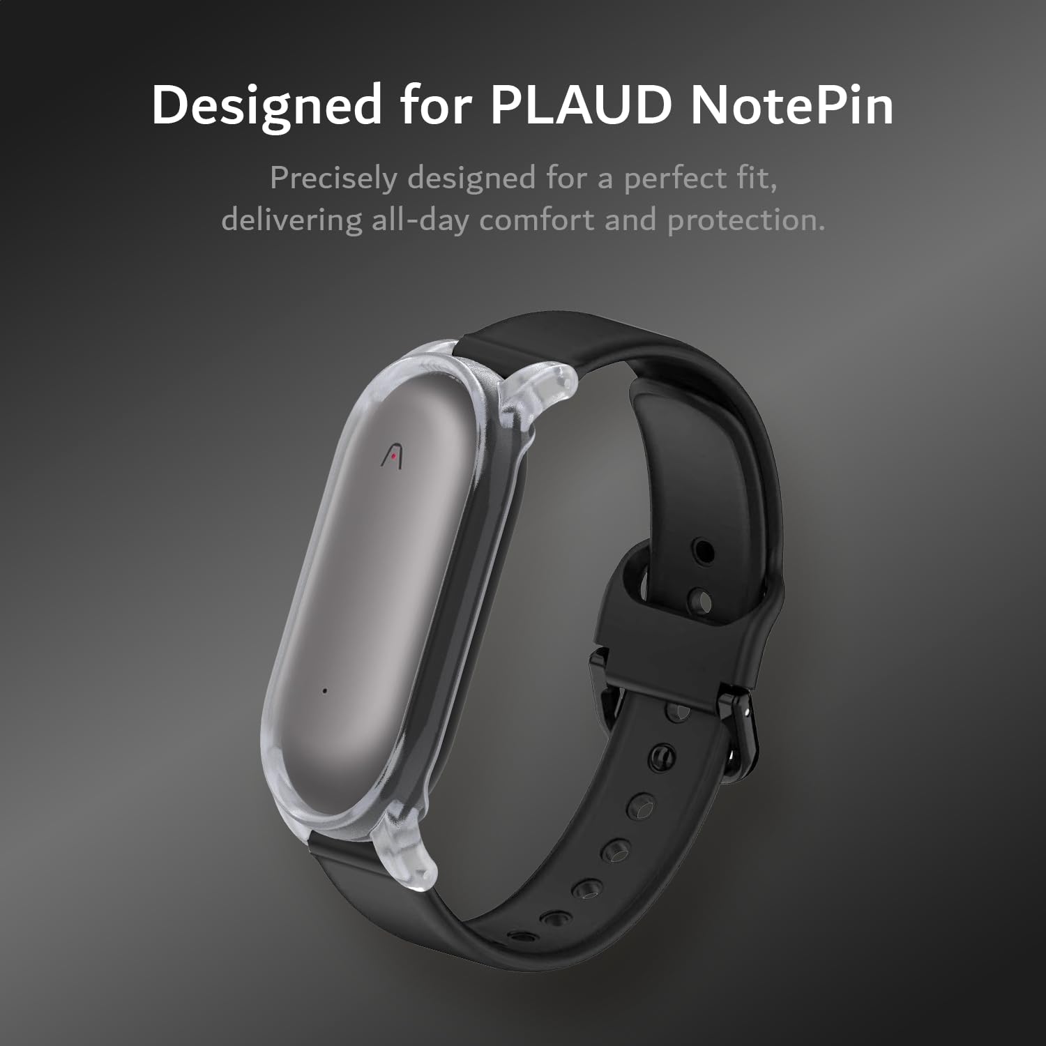 TUDIA Étui en PC à clipser avec Bracelet réglable en silicone pour enregistreur PLAUD NotePin AI