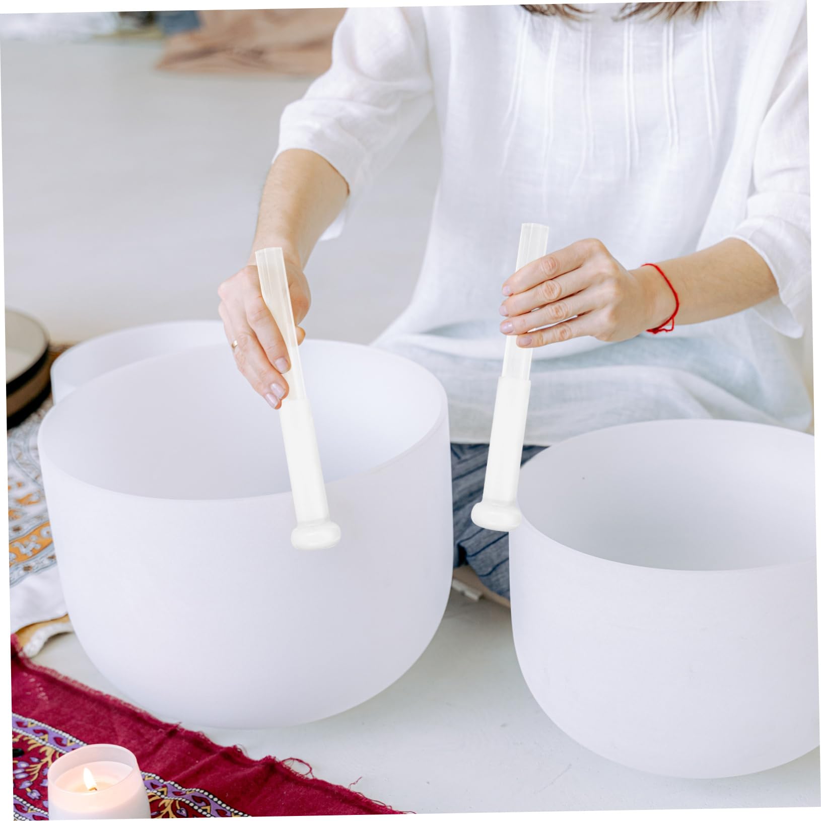 シンギングボウルとマレット Amazon | Totority アクリルシンギングボウルマレット シンギング