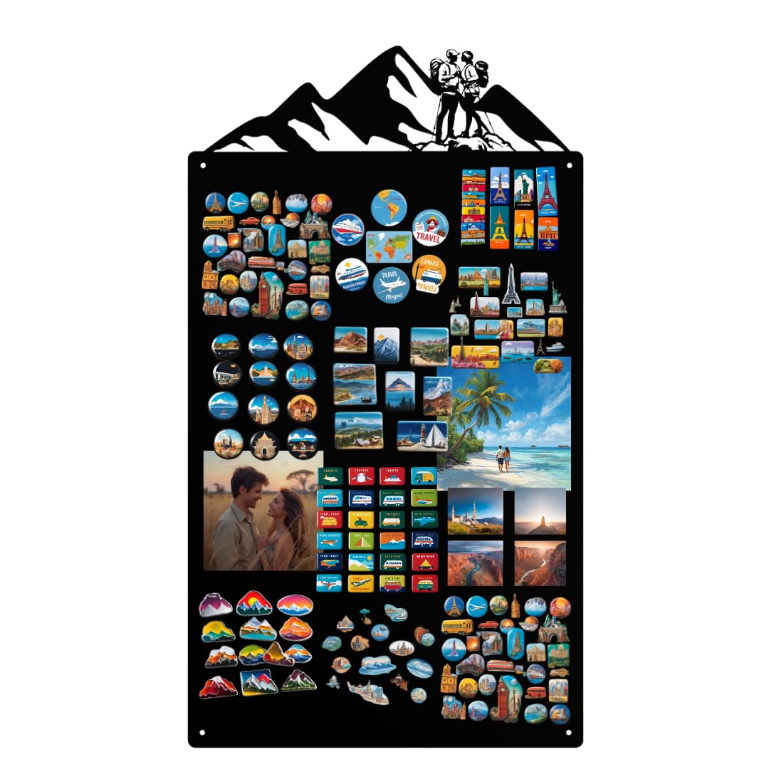 Magnettafel für Erinnerungen Schwarz 87x49 cm | Magnetisches Stahlboard für Magnete, Fotos und Notizen, Beschreibbar, Montageset inklusive