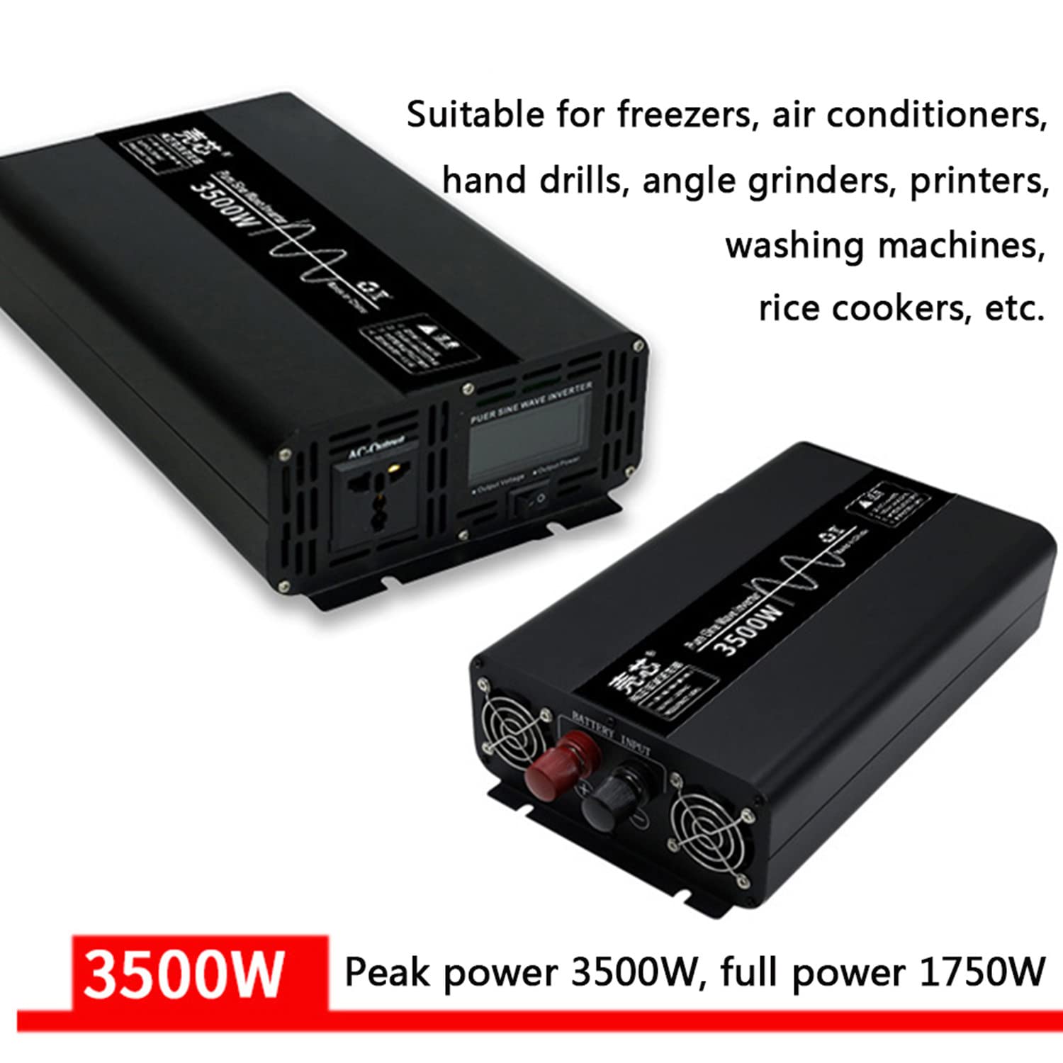 Falownik sinusoidalny 1600W 3000W 3500W 4500W 7000W 10000W DC 12V 24V 48V na AC 230V Transformator Przetwornica napięcia z gniazdem AC do samochodu ciężarowego RV,3500W-12V