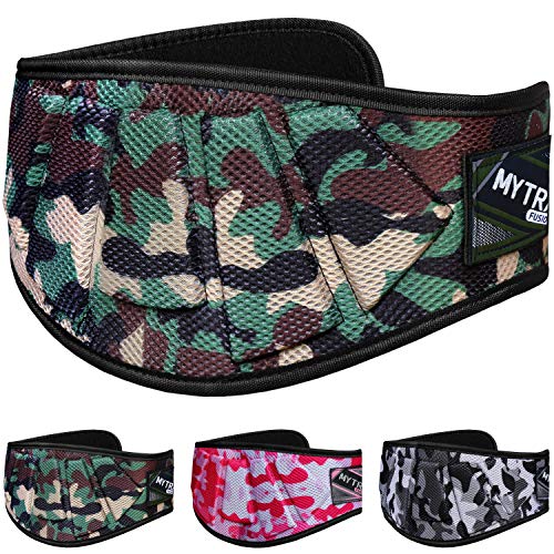 Mytra Fusion Ultra Sleek Camo Fitness Weight Lifting Belt for Heavy Lifting, CrossFit, Bodybuilding & Training Ideal for Both Men and Women (Camo Green, X-Small)