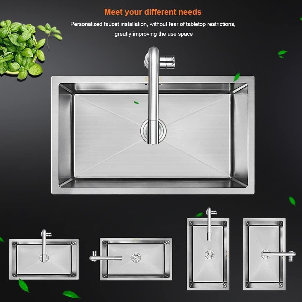 Modern Stainless Steel Kitchen Sink - Single Bowl Bar Prep Sink for Drop-in or Undermount Installation(50x40x21cm) (One Color 50x40x21cm)