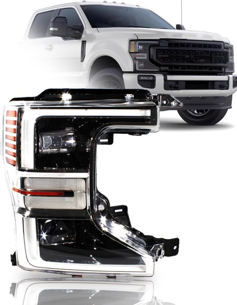 LED Headlight Headlamp Assembly with Bulbs Compatible with Ford F250 Super Duty 2020 2021 2022, Replace for LC3Z-13008-L (Passenger Side)
