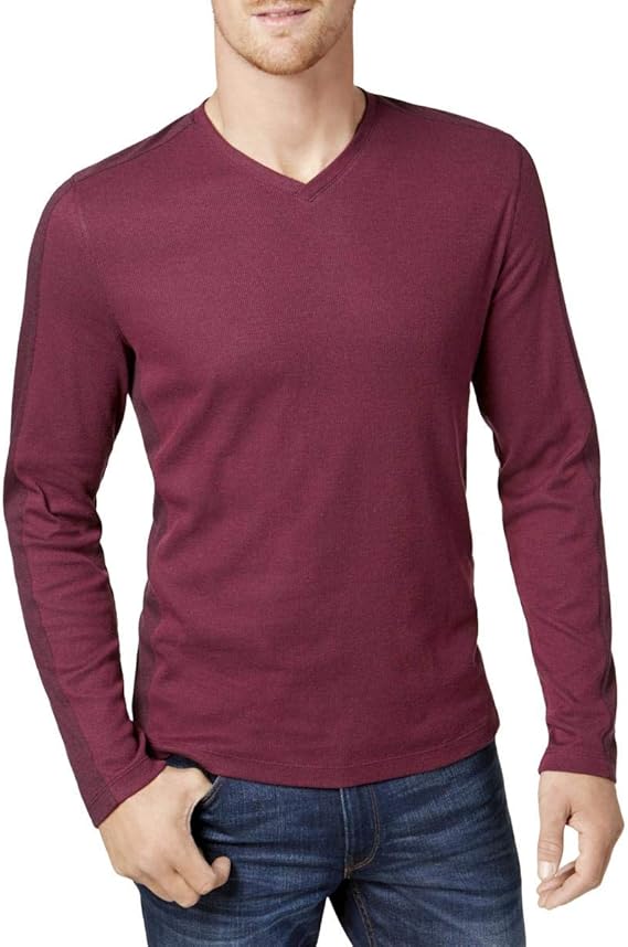 Alfani Mens VNeck Long Sleeves Casual Shirt Amazon.ca Clothing