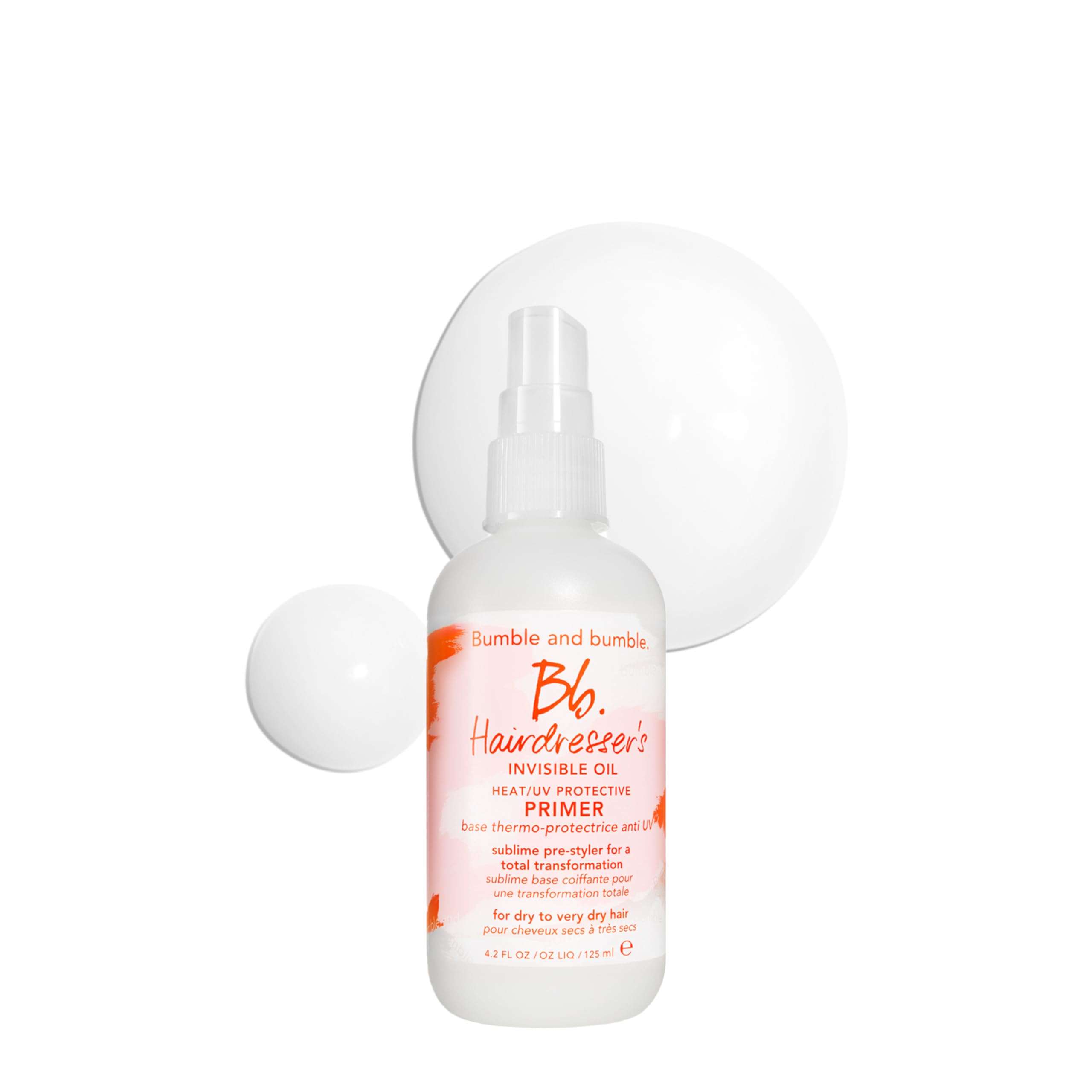 Hairdresser's Invisible Oil Heat/UV Protection Leave-In Conditioner Hair Primer | Hydrating, Anti Frizz, Color Safe | Straight, Coily | With Argan Oil + Coconut Oil