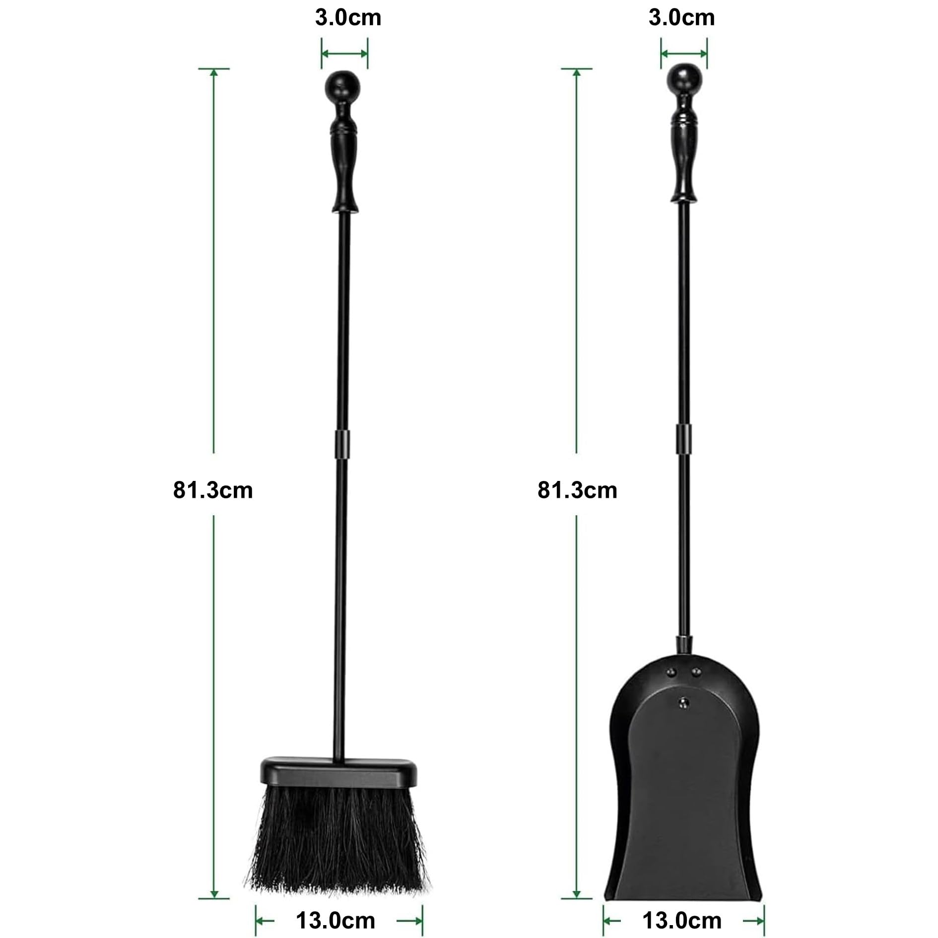 Amagabeli Pelle à Cendres pour Cheminée 81 cm - Pelle en Acier Gros Calibre pour Cuisinière, Cheminée Balayette - Outil Simple pour Feu de Camp, Usage Intérieur/Extérieur - Noir