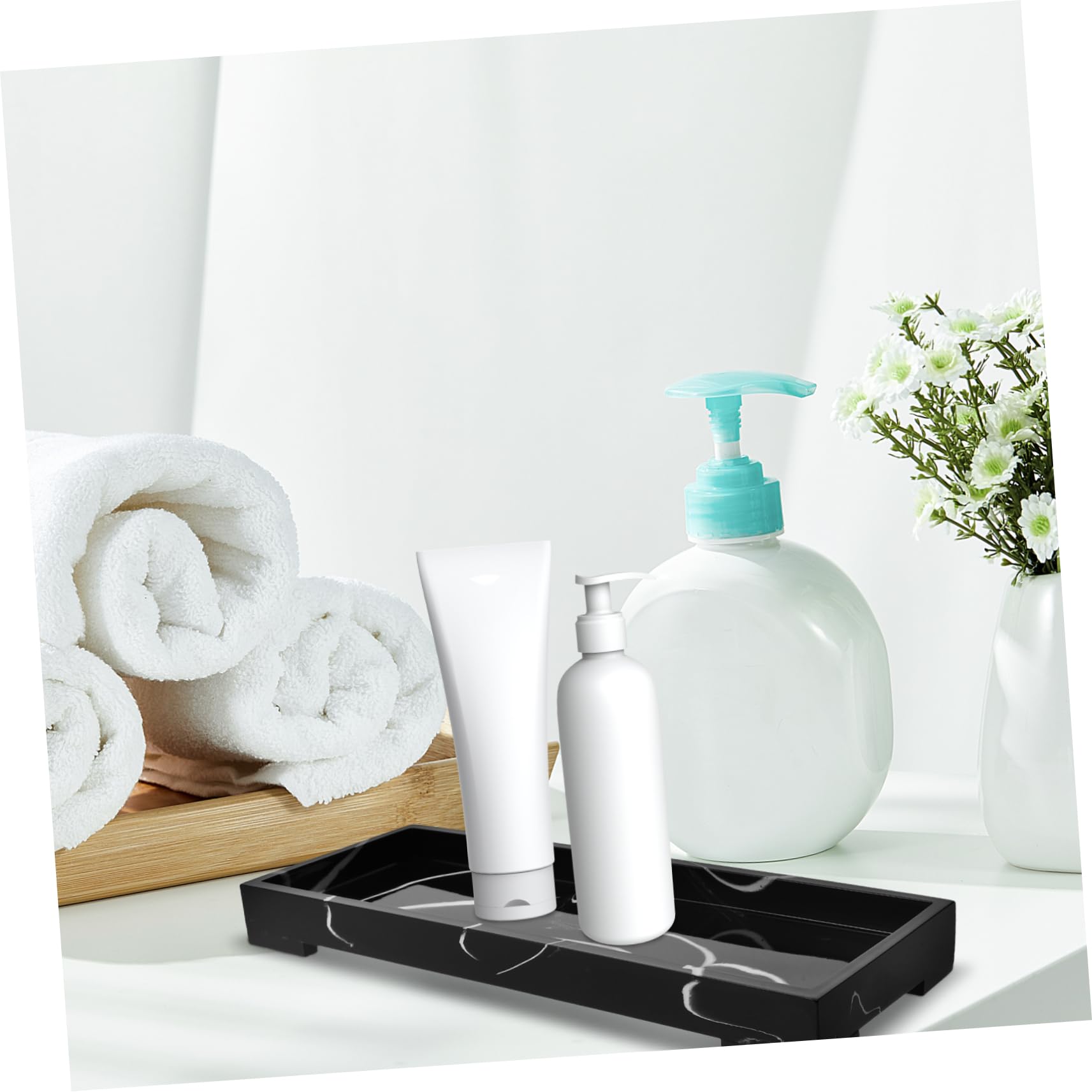 Bandeja Organizadora De Resina Mármol para Baño Soporte Multifuncional para Jabón Perfume y Joyas para Oficina y Tocador