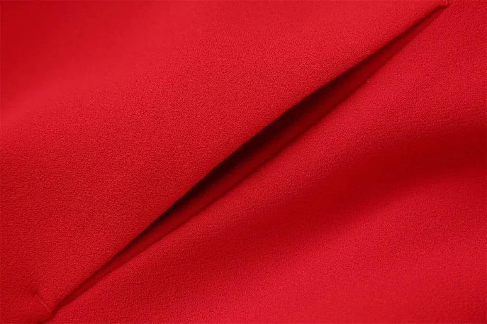 SWEPER Falda Corta De Mujer - Falda Plisada Roja para Mujer, Falda Larga hasta El Tobillo Elegante con Cremallera Trasera De Primavera Y Cintura Alta para Oficina
