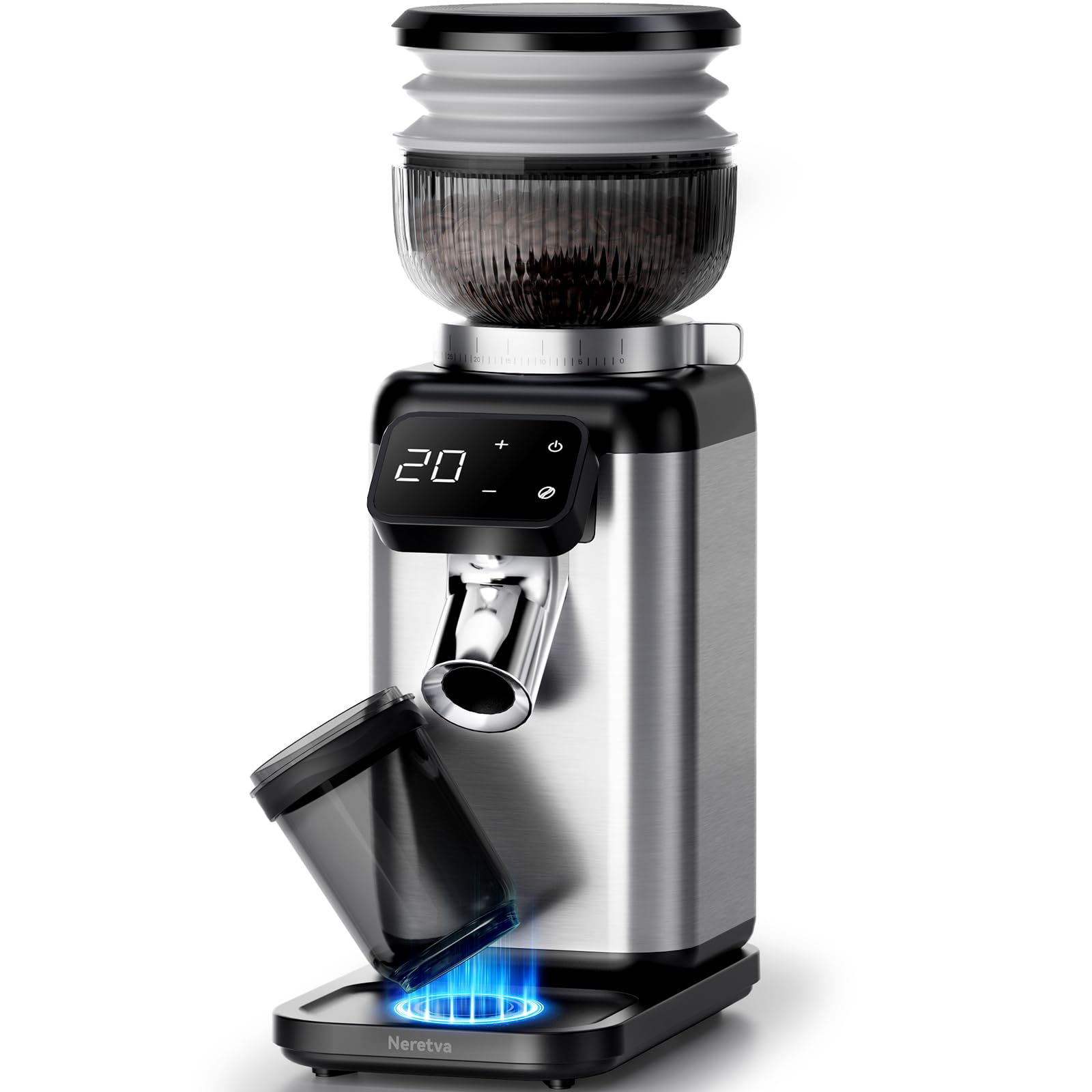 Neretva Kaffeemühle, Professionelle 40 Präzisionsschleife Kaffeemühle Elektrisch Gleichmäßige Mahlung&Antistatik&Rückstandsfrei Kaffeemühle Kegelmahlwerk Espresso/Filterkaffee/French Press/Moka-Kanne