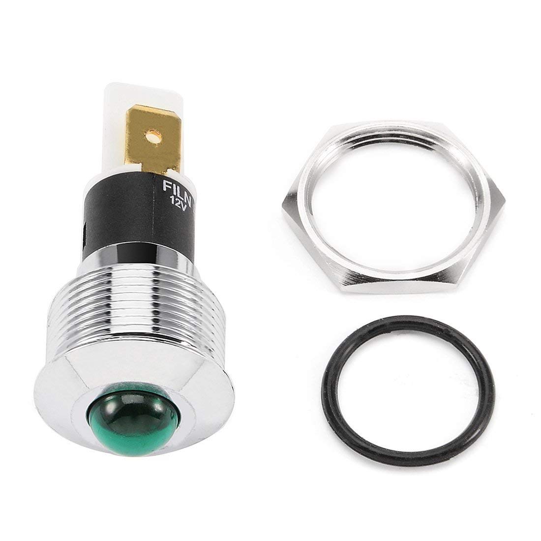 KTM Healthcare® Green : DC 12V 19mm Thread Push-in Mount Stainless Steel Green LED Signal Indicator Light-image-32