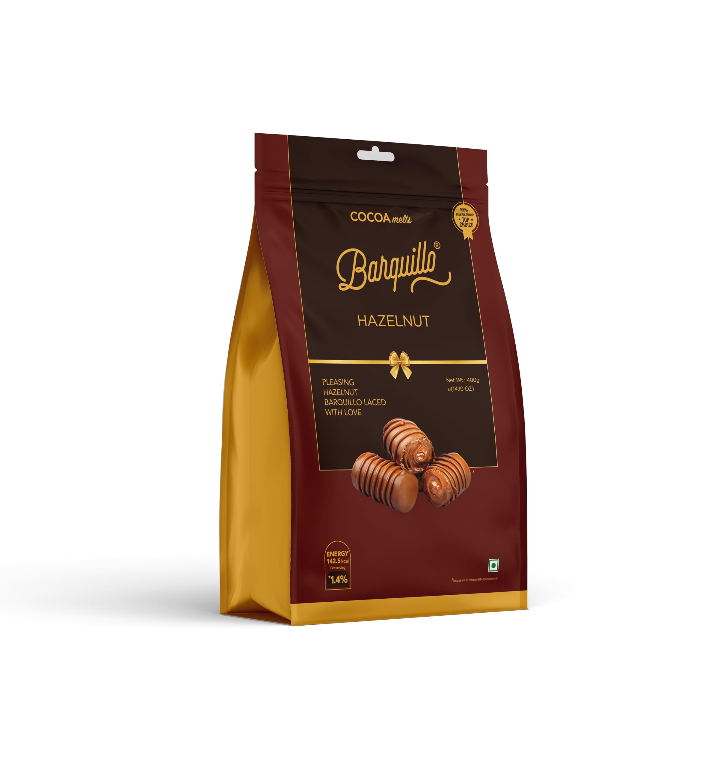 Barquillo Premium Hazelnut Chocolate Pouch - 20 Pcs (400 gm) | Hazelnut Cream Filled Biscuit Roll imported | Dubai couverture taste | Diwali Gift Pack Celebration specially for Festivals