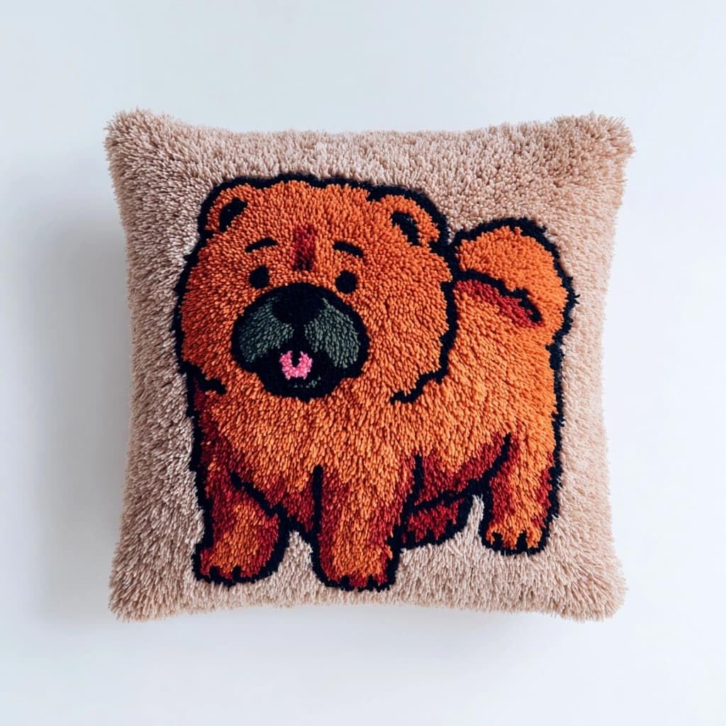 WallustrioaW Latch Hook Pillowcase Embroidery Kit,Animal Dog