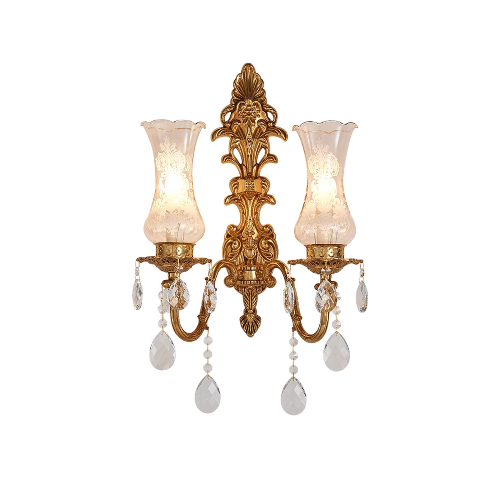ZENY896V Bedroom TV Wall Lamp in Luxury Living Room, Bedside in Villa Stair Bedroom, All Copper Crystal Wall Sconce