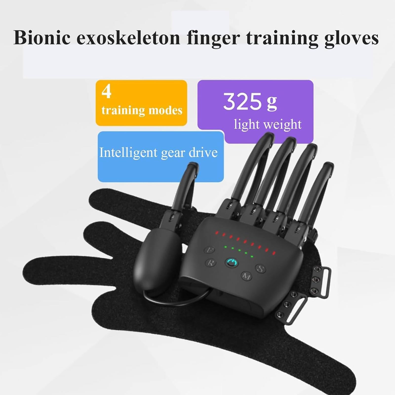 Gants d'entraînement sans fil avec fonction miroir, rechargeable par USB, 9 niveaux de force, plusieurs modes d'entraînement pour hémiplégie et récupération d'AVC, faciles à transporter