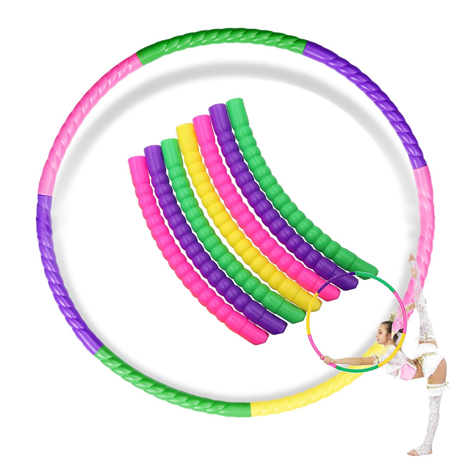 Kit De Cerceaux De Saut Pour Enfants | 5 Cerceaux Colorés + 5 Connecteurs | Diamètre 38 Cm, Matériau ABS | Pour Jeux D'intérieur Et Extérieur