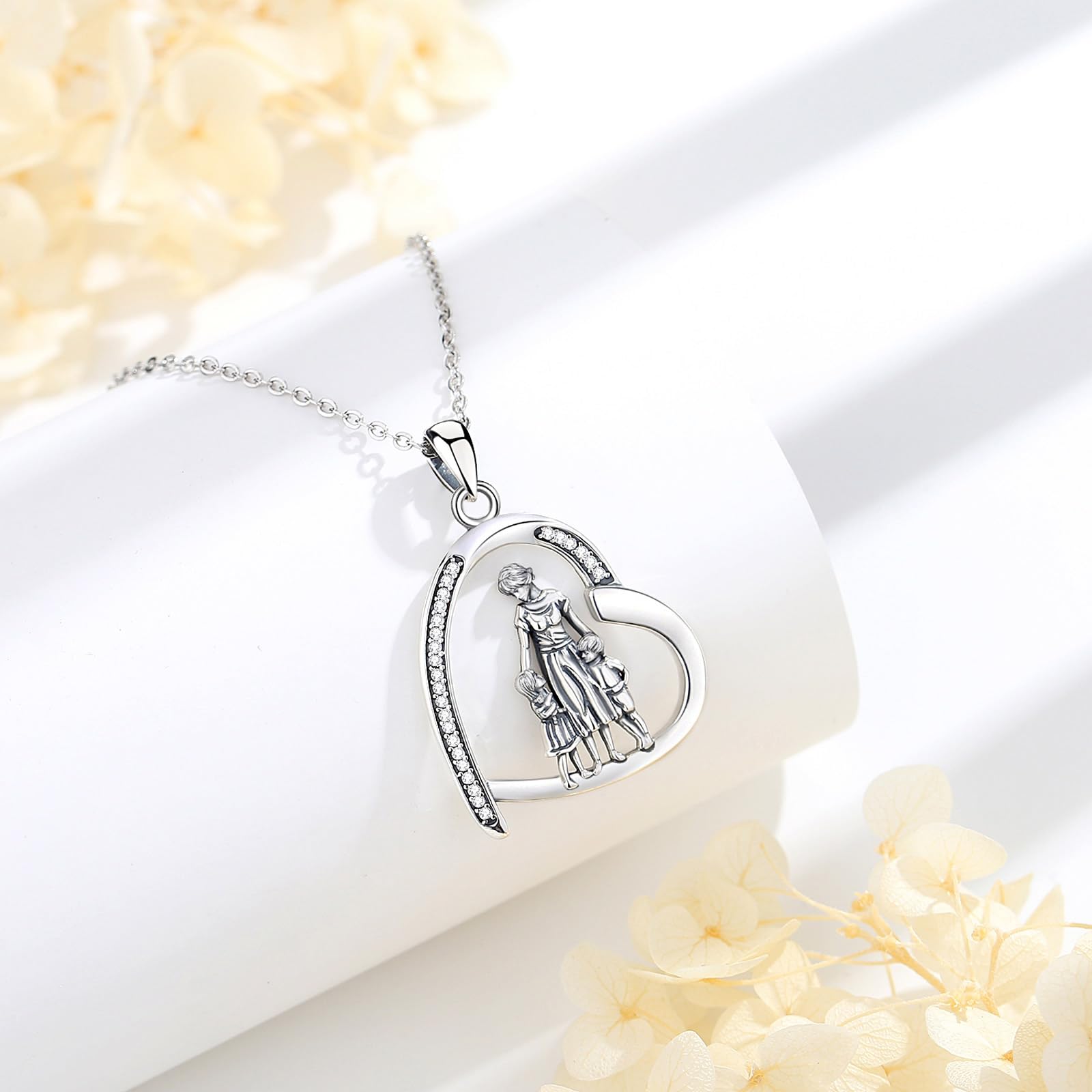 INFUSEU Regalo Mamma Collana, Mamma E Figlia Cuore Gioielli Argento 925 Ciondolo Chiama Regalo Per La Festa Della Mamma