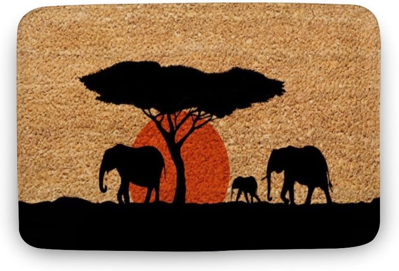Flavas Nature Elephant Doormat,Africa Decor Doormat,Housewarming Gift,Front Door Decor,Indoor Doormat,Front Back Door Mat,Coral Velvet Doormat 30x18 Inch