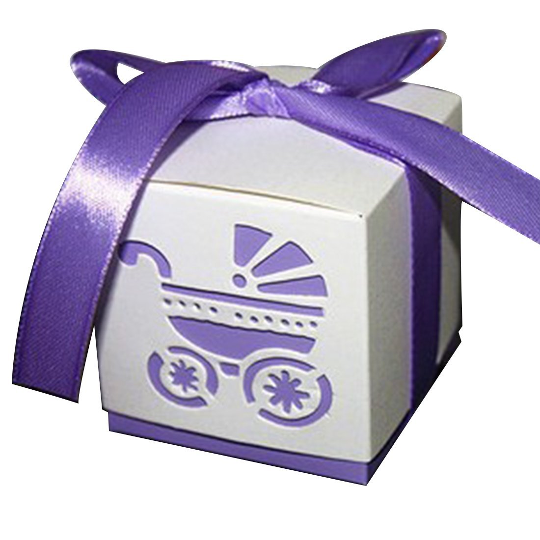 10Pcs Party Gift Cut Baby Shower Candy Ribbon Boxes Carriage Shower Favor Bomboniere Wedding