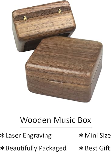 Miniatura 4 de Sinzyo Caja musical con mecanismo tallado de madera vintage, caja de música de cuerda para regalo para Navidad, caja de música de la vuelta de la