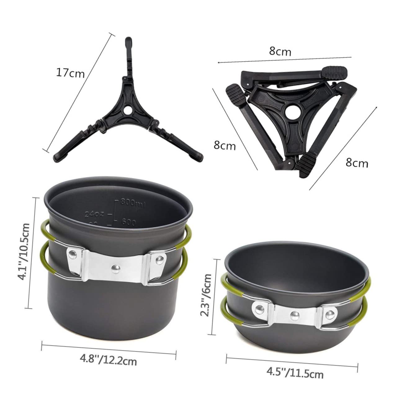 Gogogmee 1Set Portable Outdoor Cooking Aluminium Alloy Cookware for People Lightweight Camping Utensils Insulated Handle for Hiking Picnic