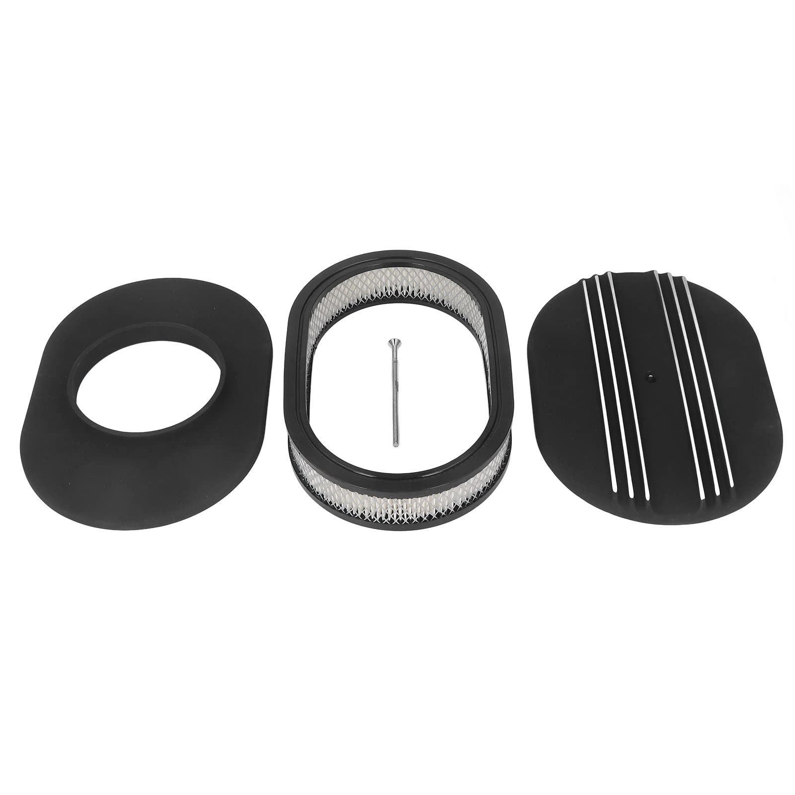 Focket Gruppo Filtro pulitore Aria Ovale 12 Pollici, Filtro Aria in Alluminio per carburatori 5-1/8, Filtro Aria con Coperchio Superiore Lavabile per per, per Dem
