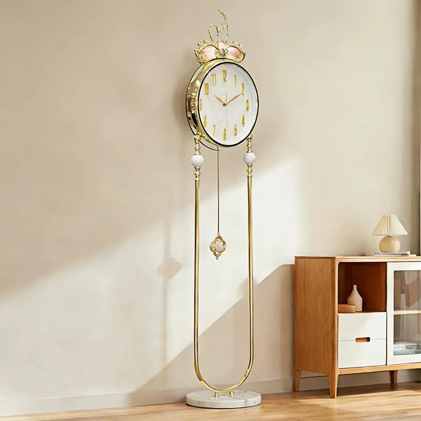 Decorativo Reloj de pie metal con carcasa silenciosa cuarzo para la oficina