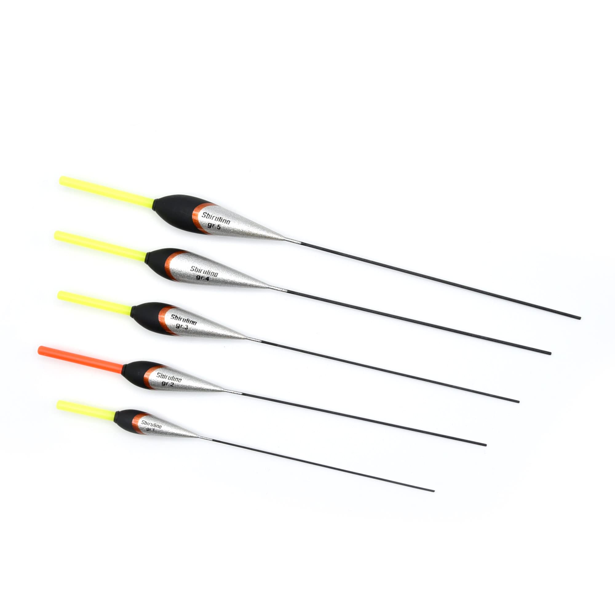 Sbirulino® Juego de 5 flotadores de Pesca con Portador de 4,5 mm. Caja Portador y Funda incluida en el Kit.
