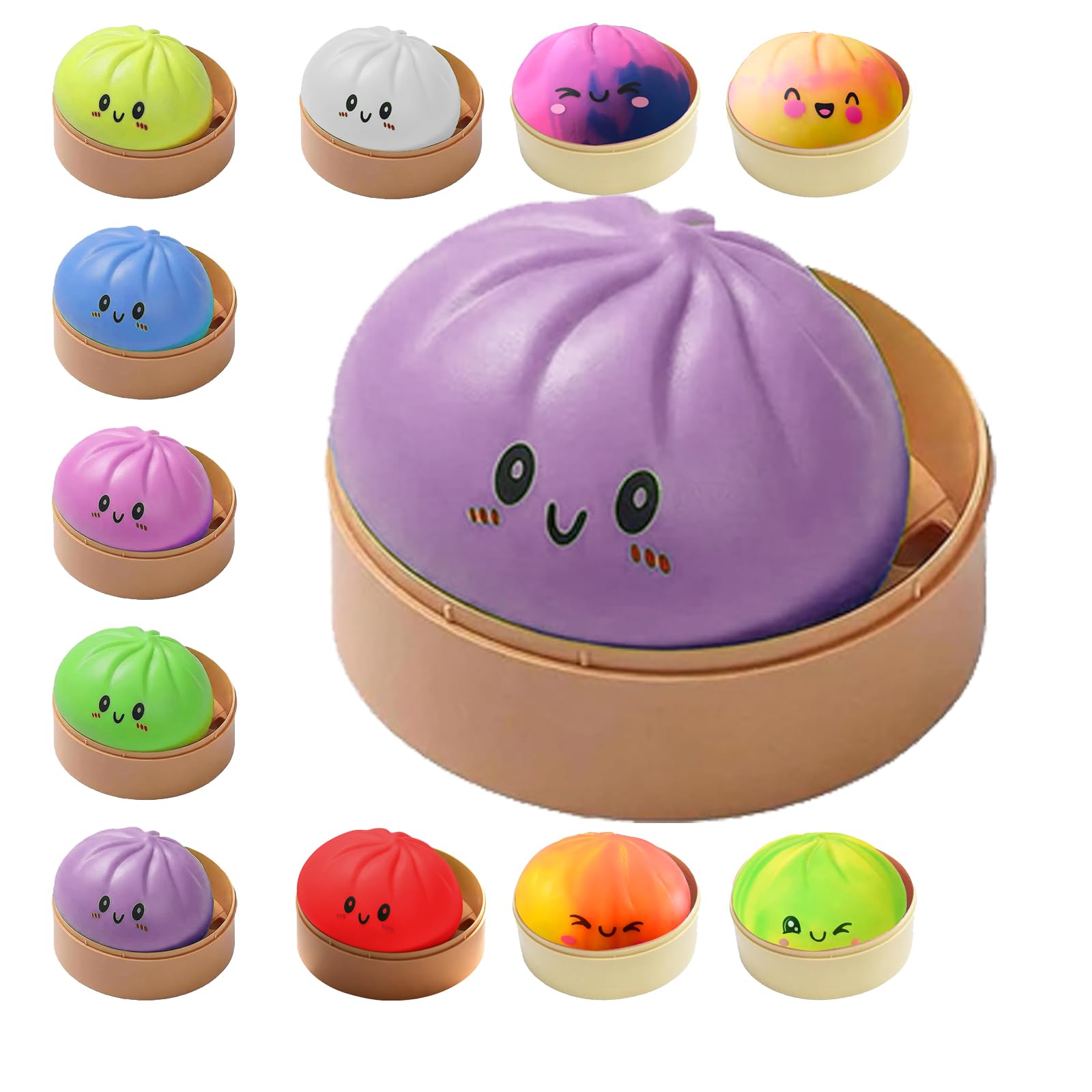 Photo 1 of [COLOR: WHITE] [USED] Dumplings Squishy Stress Balls Fidget Sensory Toy Mystery Dumplings Squishy Soft Squeeze Decompression Dough for Adults