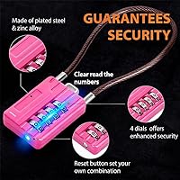 Vista 6 de SEPOX® Twins - Candado de combinación de 4 dígitos reiniciable, cable de acero de vinilo extra largo de 12.6 in, bloqueo multiusos para casillero