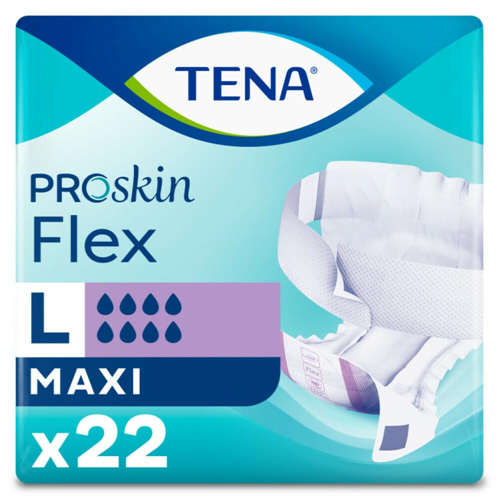 TENA ProSkin Flex Maxi | Size Large | 8 Drops High Absorbency | All-in-one Slips | 3 Pack of 22