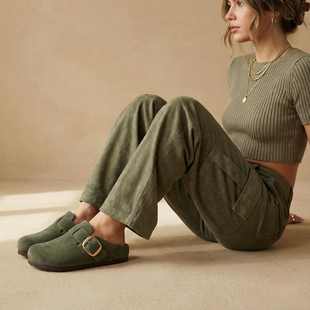 CUSHIONAIRE Rusty Genuine Leather Clogs for Women, Comfortable Slip On Womens Shoes with Adjustable Buckle and Soft Memory Foam - Image 5