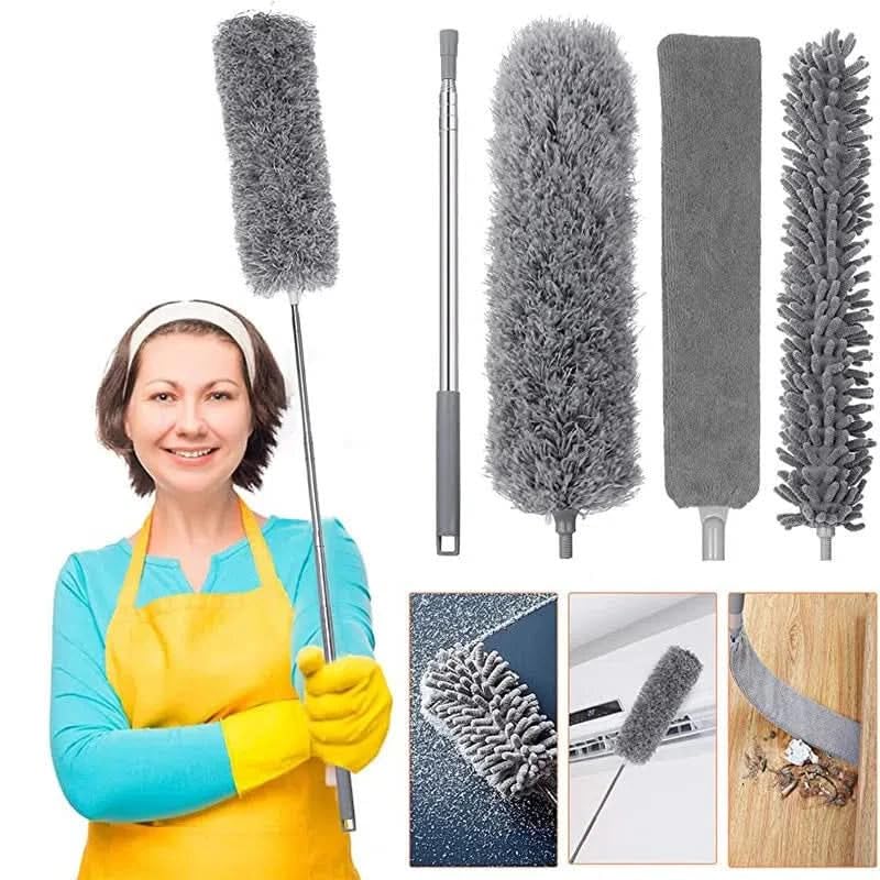 MagicWipe® Extendable Microfiber Duster with 3 Heads – Telescopic Dusters For High Ceilings & Washable Detachable Brush for Cleaning Ceiling Fans, Lights, Blinds, Cobwebs, Furniture, Walls & Cars
