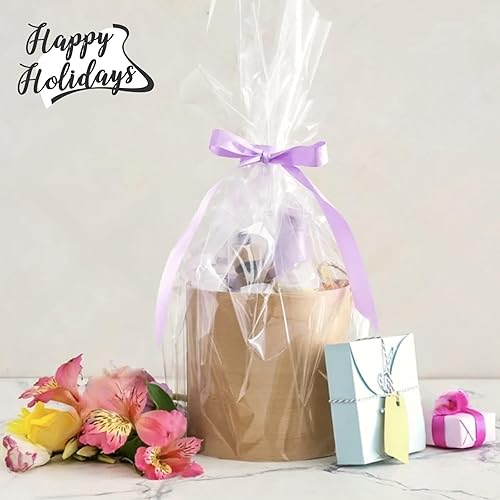 Miniatura 6 de Bolsas retráctiles para cestas de regalo, 10 bolsas de plástico termorretráctiles de celofán de 20 x 24 pulgadas para cestas de regalo para Navidad,