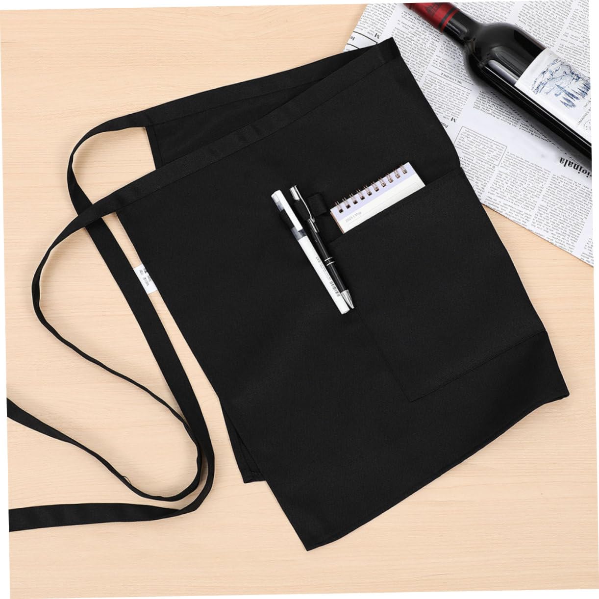 5 Pezzi Di Grembiule: Grembiule Corto Da Cameriere Con Tasche - Stile Mezza Vita Per Il Personale Del Ristorante - Con Cinturino Lungo in Vita Per Uomini E Donne