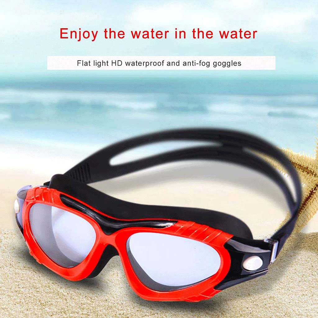 Flüssige Silikon-Schwimmbrille, kein Auslaufen, Anti-Beschlag-UV-Schutz, verspiegelt, Triathlon, mit Etui, für Damen, Herren, Jugendliche, Erwachsene