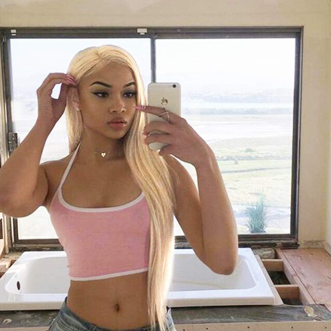 Bella Hair 613 Full Lace Wig Human Hair Silky Straight 130% Density Pre-Plucked Remy Virgin Blonde Human Hair Wig with Baby Hair (18inch)