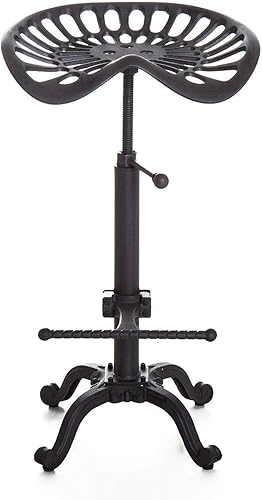 LOKKHAN Taburete de bar de asiento de tractor, taburete de bar industrial rústico de hierro fundido, taburete giratorio de hierro fundido, altura