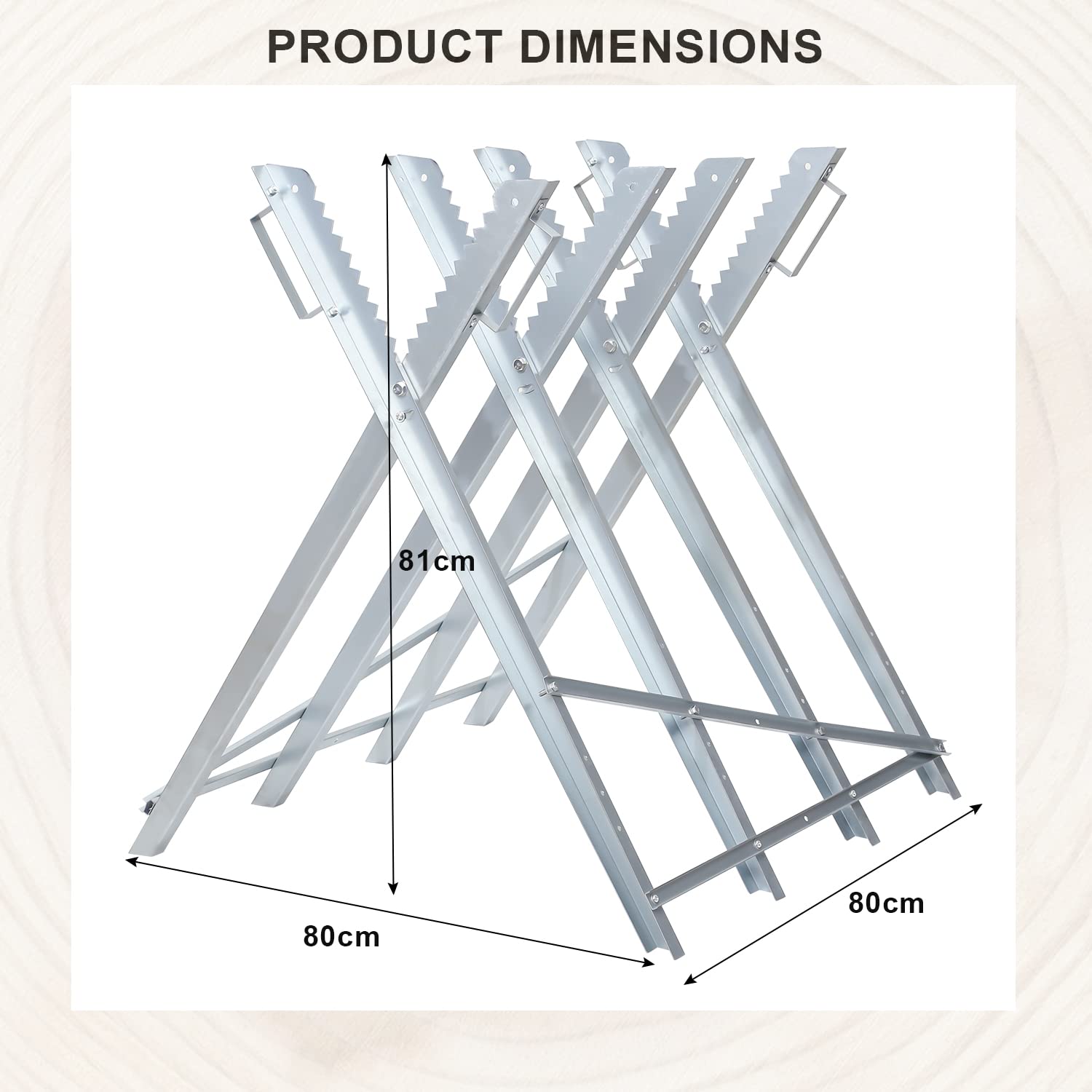 Chevalet de sciage pliable 81 x 80 x 80 cm - Charge maximale : 150 kg - Robuste et pliable - Pour scieries, ateliers