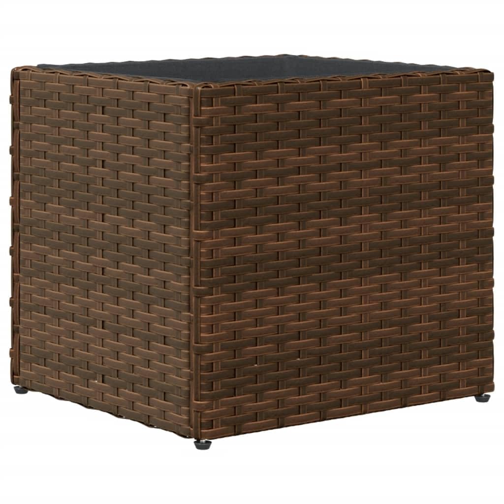 Macetero marrón 36 x 30 x 32 cm de ratán sintético con estructura de acero, resistente a la intemperie, para balcón, jardín, decoración interior y exterior