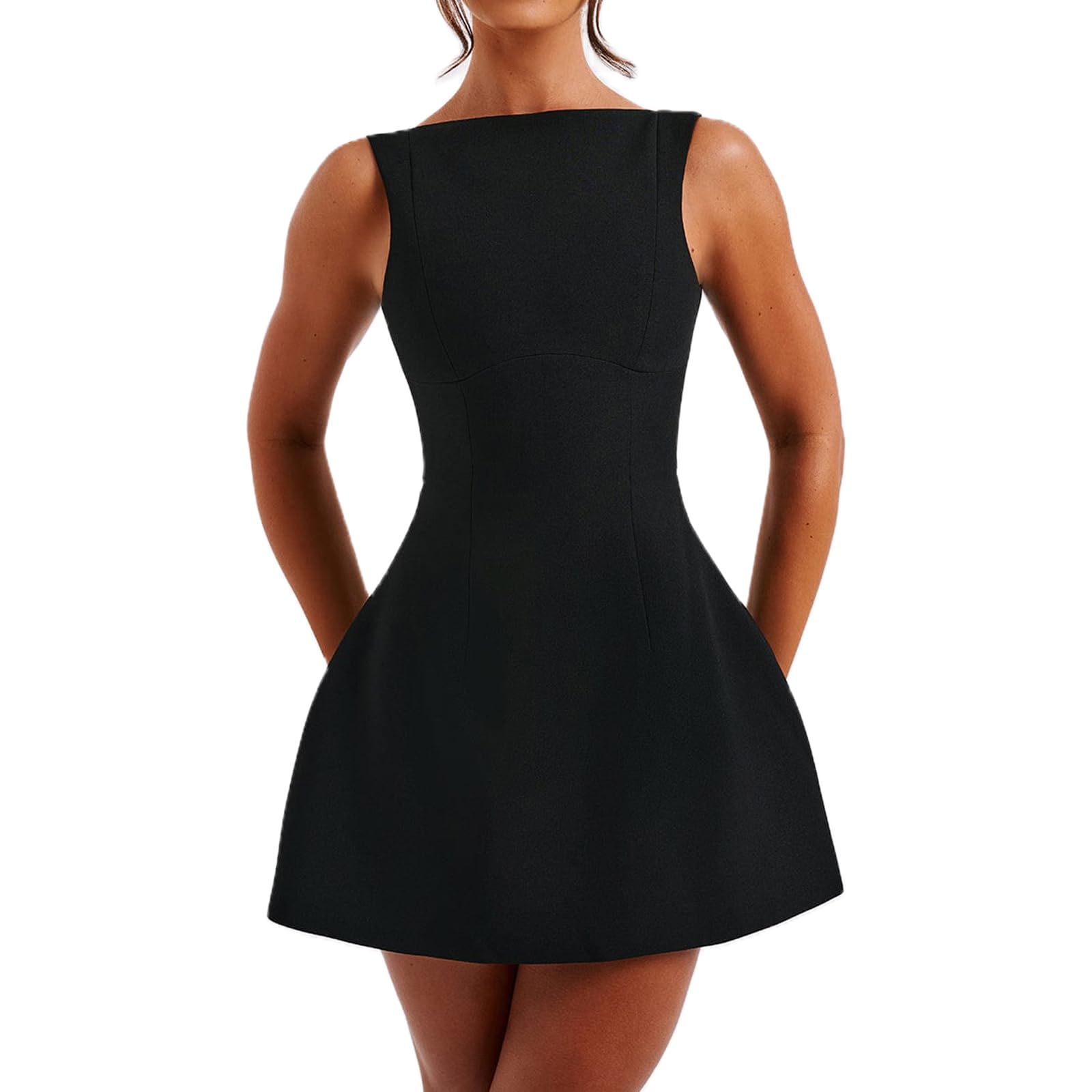 flowy short dress plus size Women's Plus Size Isabella Sweetheart Dress- Black/Ivory