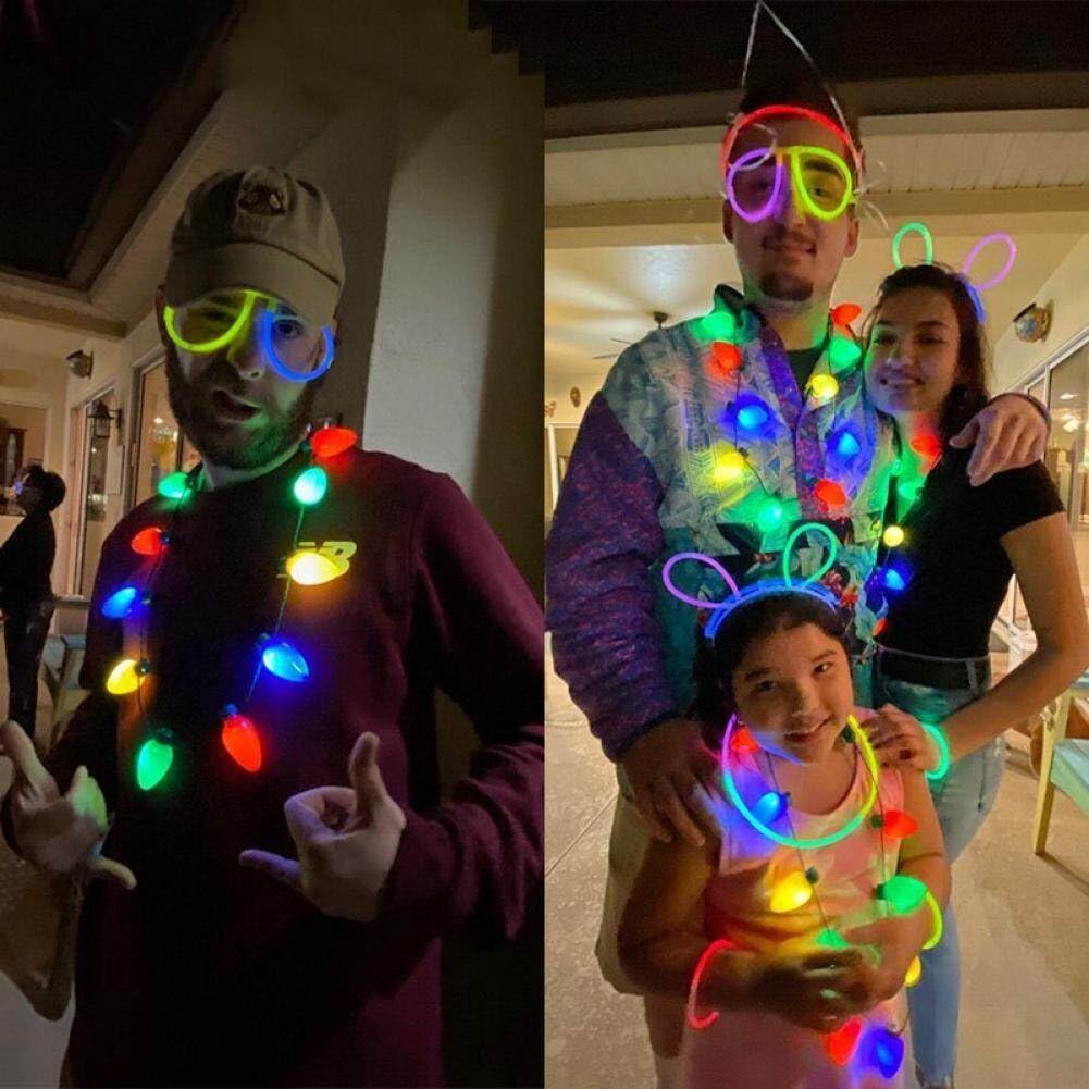 2 Colliers Lumineux LED - 9 Ampoules Multicolores, 3 Modes De Flash - Pour Fêtes, Noël, Déguisements