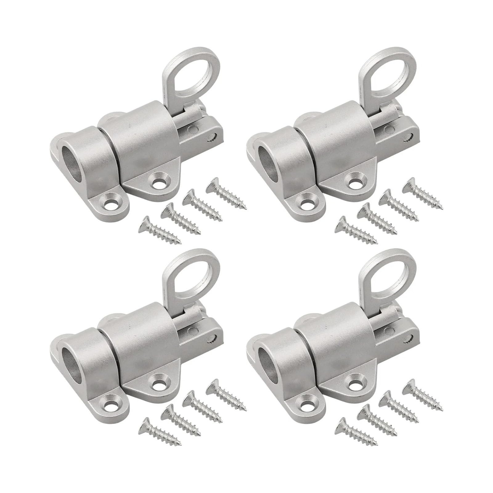 Miunihuooo Silver 4Pcs Automatic Spring Latches, Push Bolt Sliding Locks