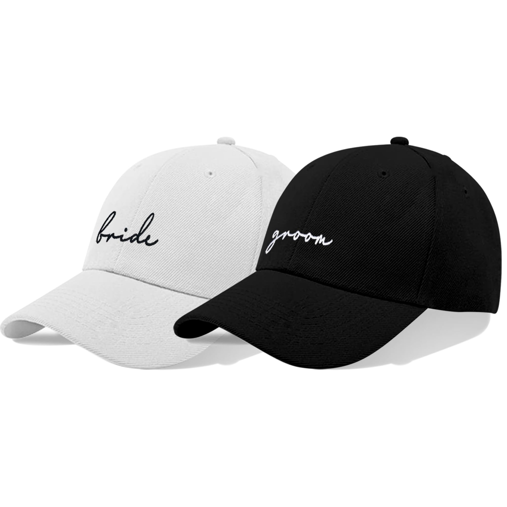Hubbywifeygifts Women's Groom & Bride Bride And Groom Hats, Honeymoon Newlyweds Engagement Anniversary Wedding Gifts For Couples, 7-8